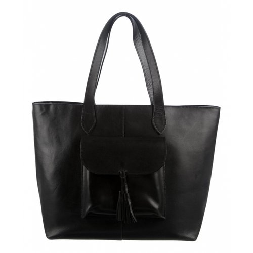 Pre-owned Closed Leather Tote In Black