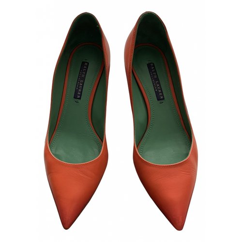 Pre-owned Ralph Lauren Leather Heels In Orange