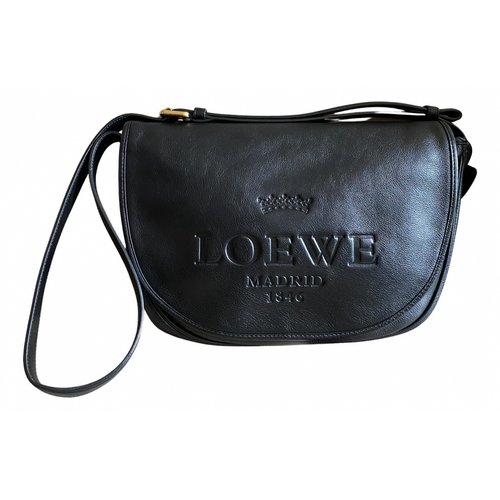 Pre-owned Loewe Leather Crossbody Bag In Black