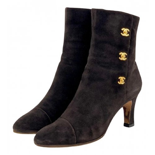 Pre-owned Chanel Ankle Boots In Brown