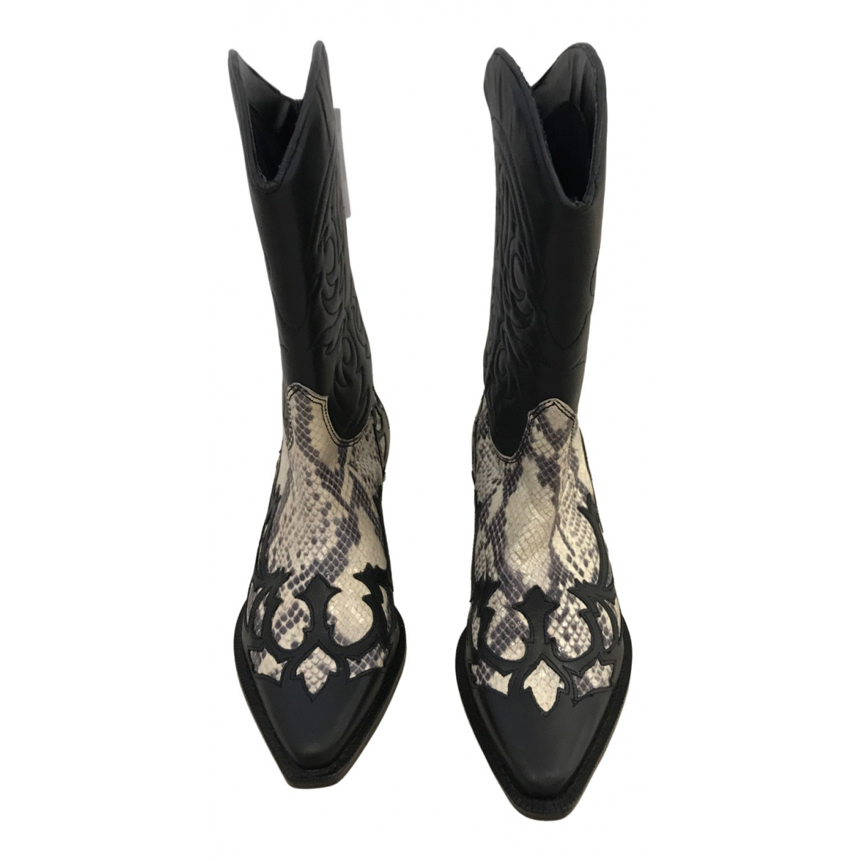 Pre-owned Mango Leather Cowboy Boots In 