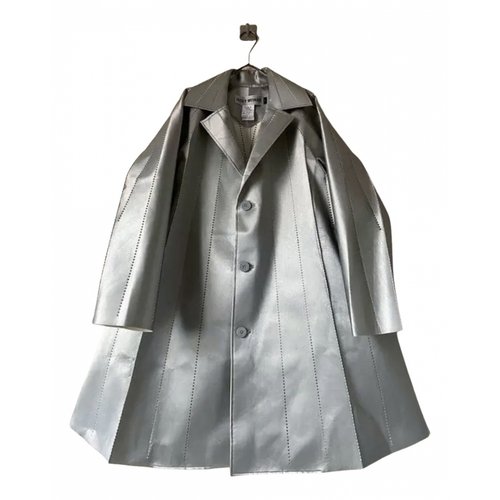 Pre-owned Issey Miyake Leather Coat In Silver