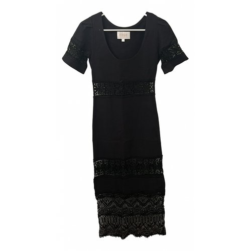 Pre-owned Stone Cold Fox Linen Mid-length Dress In Black