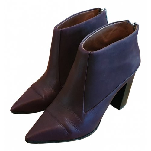 Pre-owned See By Chloé Leather Ankle Boots In Burgundy