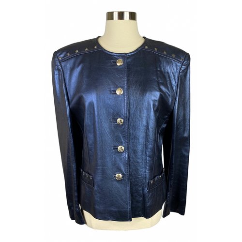 Pre-owned Escada Leather Jacket In Blue