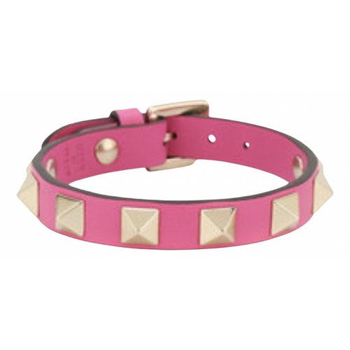 Pre-owned Valentino Garavani Leather Bracelet In Pink