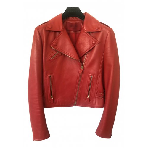 Pre-owned Valentino Leather Biker Jacket In Red