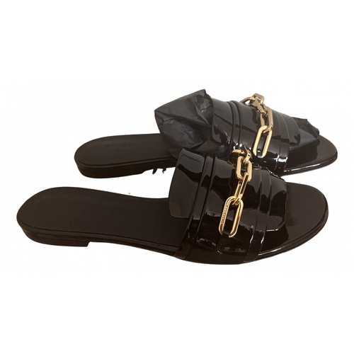 Pre-owned Burberry Patent Leather Sandals In Black