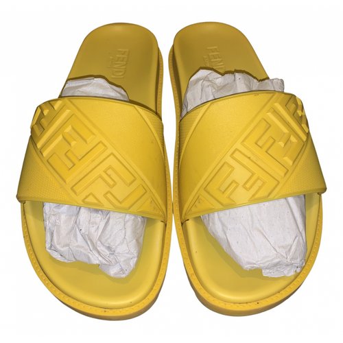 Pre-owned Fendi Sandals In Yellow