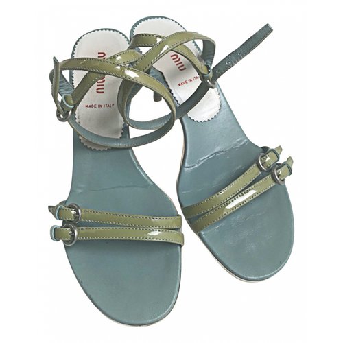 Pre-owned Miu Miu Patent Leather Sandals In Green