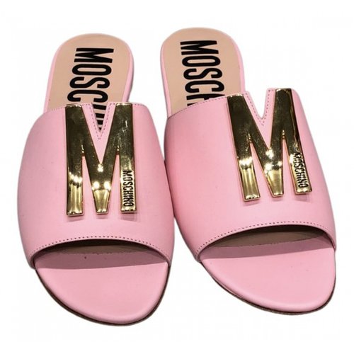 Pre-owned Moschino Leather Mules In Pink