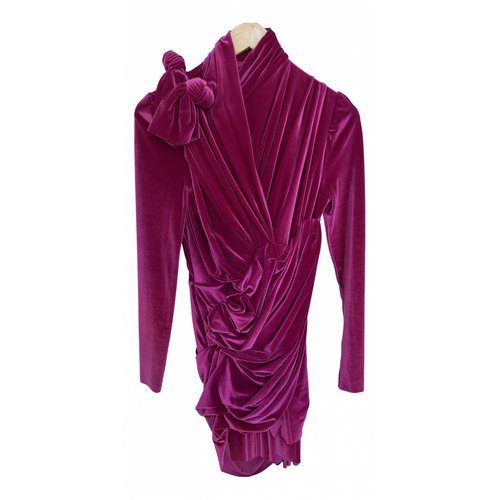 Pre-owned Balenciaga Velvet Mini Dress In Purple