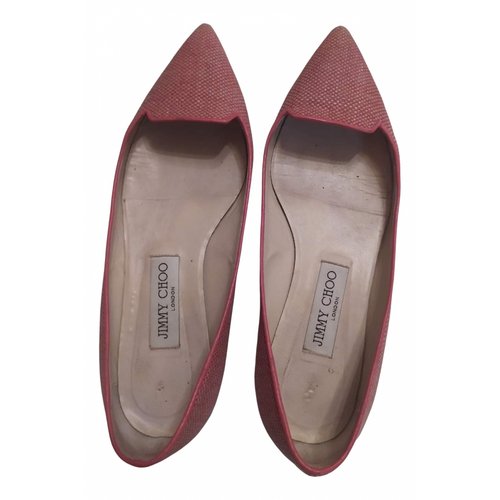 Pre-owned Jimmy Choo Cloth Ballet Flats In Orange
