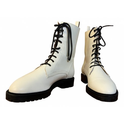 Pre-owned Tabitha Simmons Leather Biker Boots In White