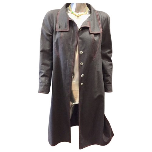 Pre-owned Chanel Wool Coat In Anthracite