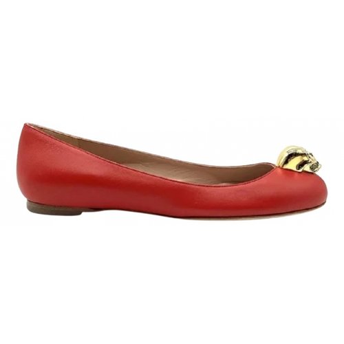 Pre-owned Alexander Mcqueen Leather Ballet Flats In Red