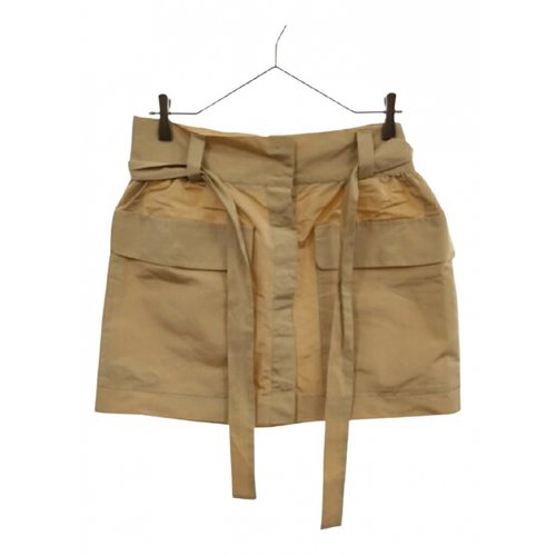 Pre-owned Prada Silk Mini Skirt In Beige