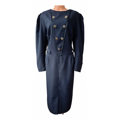 Pre-owned Basler Wool Mid-length Dress In Blue
