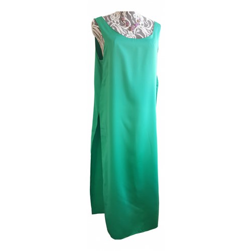 Pre-owned Oscar De La Renta Silk Mid-length Dress In Green