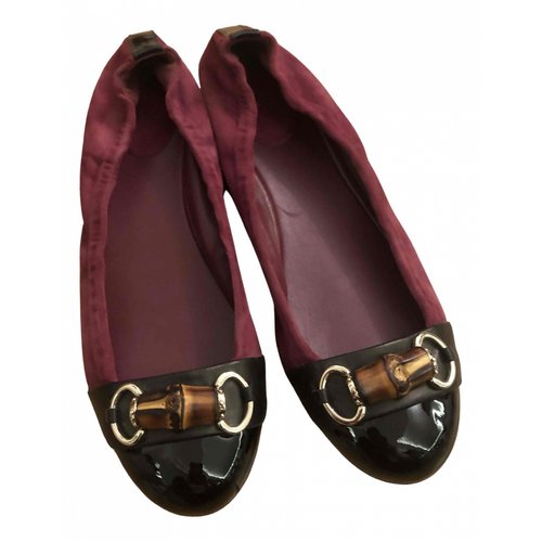 Pre-owned Gucci Ballet Flats In Burgundy