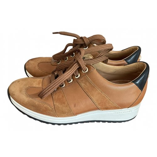 Pre-owned Longchamp Leather Trainers In Camel