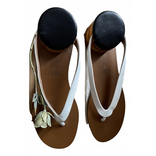 Pre-owned Marni Leather Mules In White