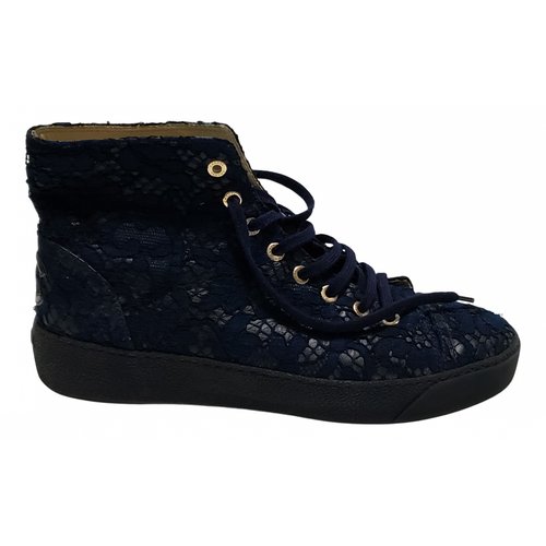Pre-owned Chanel Leather Trainers In Navy