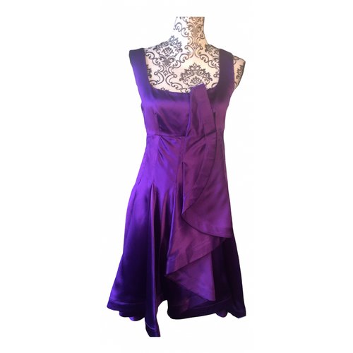Pre-owned Celine Silk Mid-length Dress In Purple