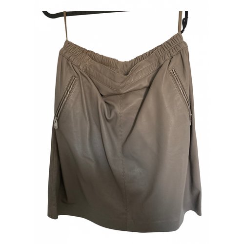 Pre-owned Oakwood Leather Mini Skirt In Beige