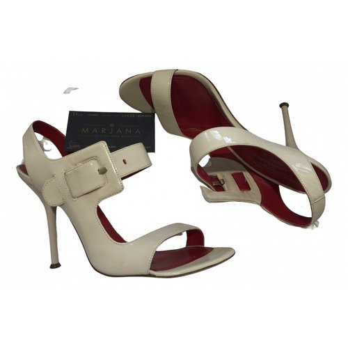 Pre-owned Cesare Paciotti Patent Leather Sandals In Beige