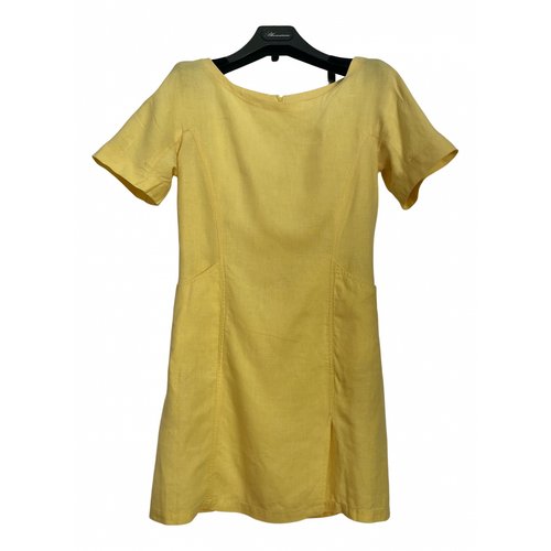 Pre-owned Versace Linen Mini Dress In Yellow
