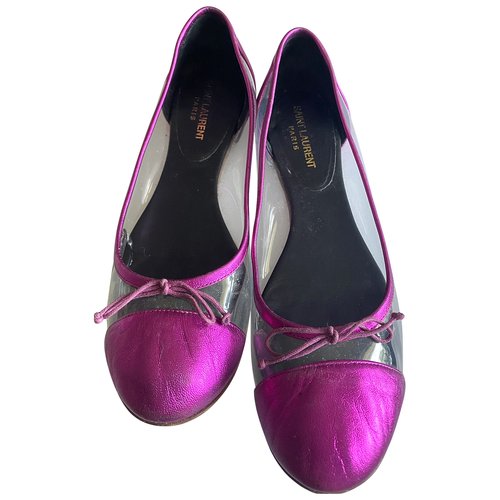 Pre-owned Saint Laurent Leather Ballet Flats In Pink