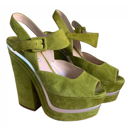 Pre-owned Miu Miu Sandals In Green