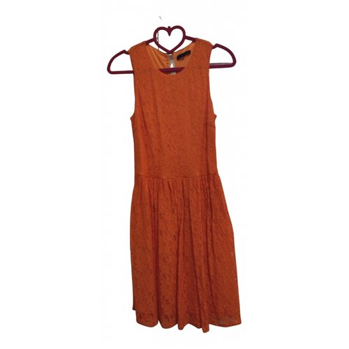 Pre-owned Pinko Lace Mid-length Dress In Orange