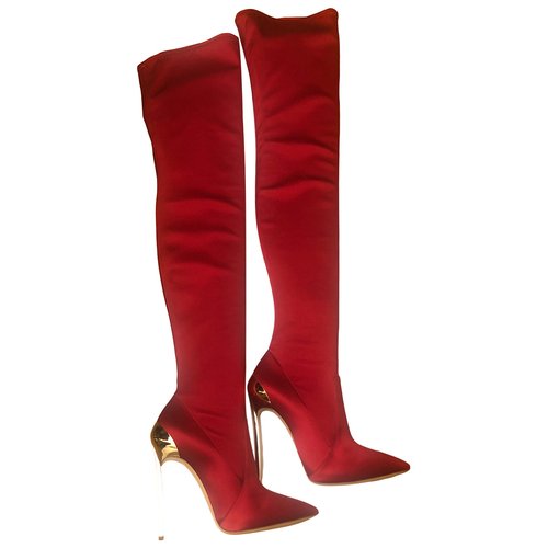 Pre-owned Casadei Cloth Boots In Red