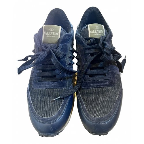 Pre-owned Valentino Garavani Rockrunner Cloth Trainers In Blue