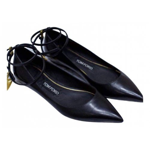 Pre-owned Tom Ford Leather Ballet Flats In Black
