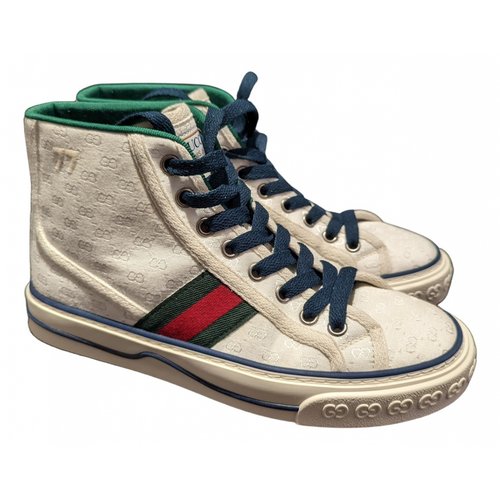 Pre-owned Gucci Tennis 1977 Cloth Trainers In Beige
