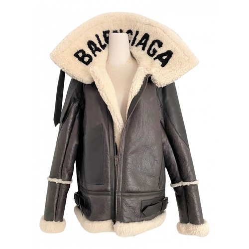 Pre-owned Balenciaga Leather Coat In Brown