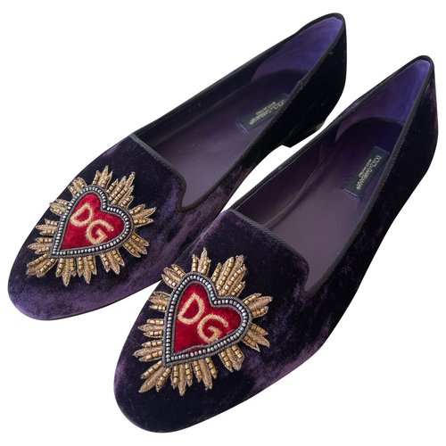 Pre-owned Dolce & Gabbana Velvet Ballet Flats In Purple