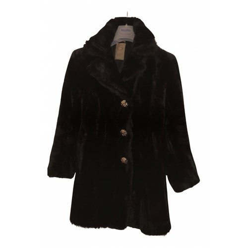Pre-owned Romeo Gigli Faux Fur Coat In Black