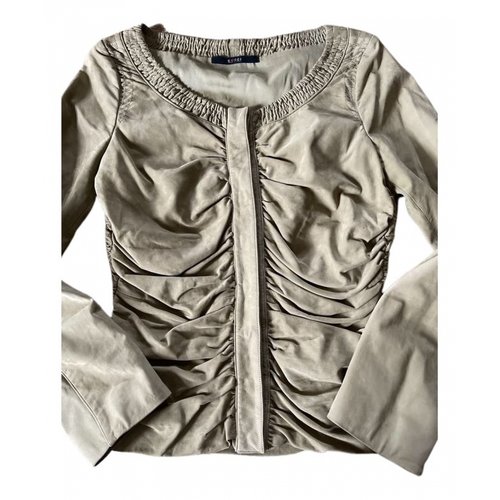 Pre-owned Gucci Leather Top In Khaki