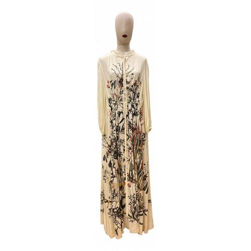 Pre-owned Dior Silk Maxi Dress In Beige