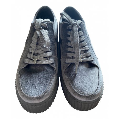 Pre-owned Windsor Smith Velvet Trainers In Grey