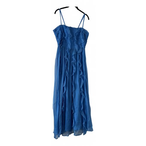 Pre-owned Marella Silk Maxi Dress In Turquoise