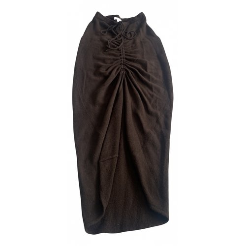 Pre-owned Ronny Kobo Wool Maxi Skirt In Brown