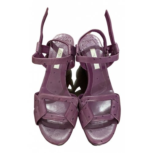 Pre-owned Pollini Leather Sandals In Purple