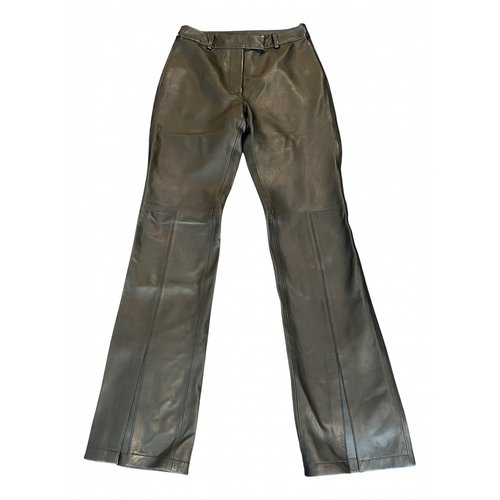 Pre-owned Just Cavalli Leather Slim Pants In Black