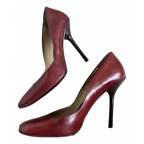 Pre-owned Gucci Leather Heels In Burgundy