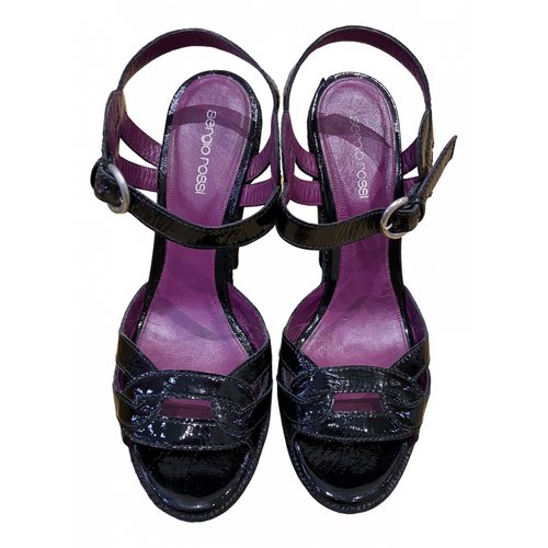 Pre-owned Sergio Rossi Patent Leather Sandals In Black